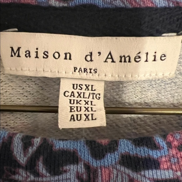 Maison d’Amelie Paris floral jersey pullover.long puff sleeve XL VERY SOFT - Picture 3 of 5